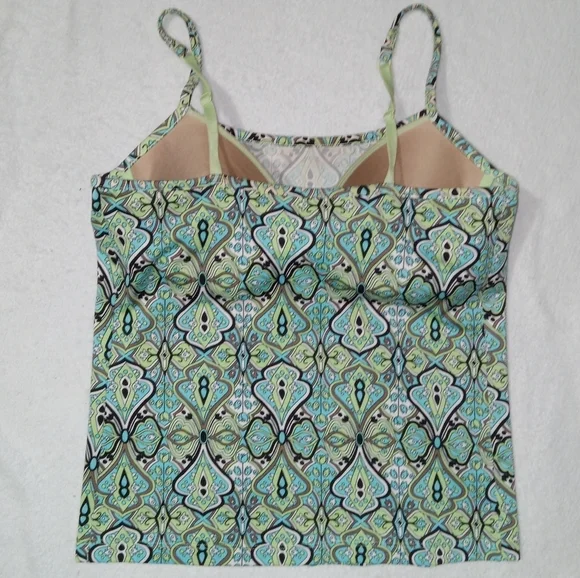 5 for $10 Athleta Green & Blue Tankini Top w/ Built in Underwire Bra size 36B - Picture 8 of 8